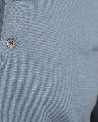 Longsleeve poloshirt merinowol blauw