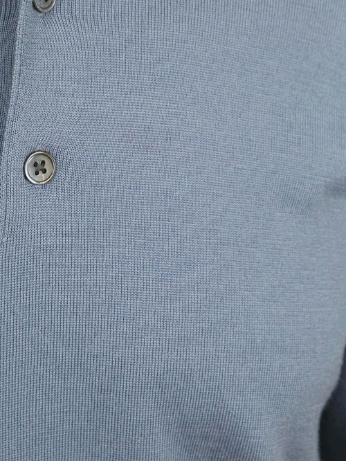 Longsleeve poloshirt merinowol blauw