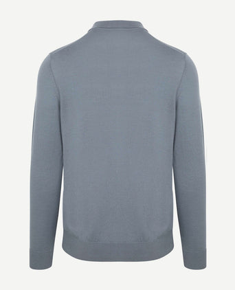 Longsleeve poloshirt merinowol blauw