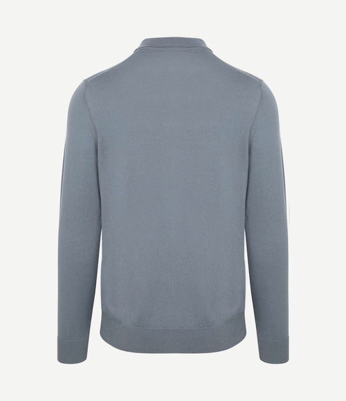 Longsleeve poloshirt merinowol blauw