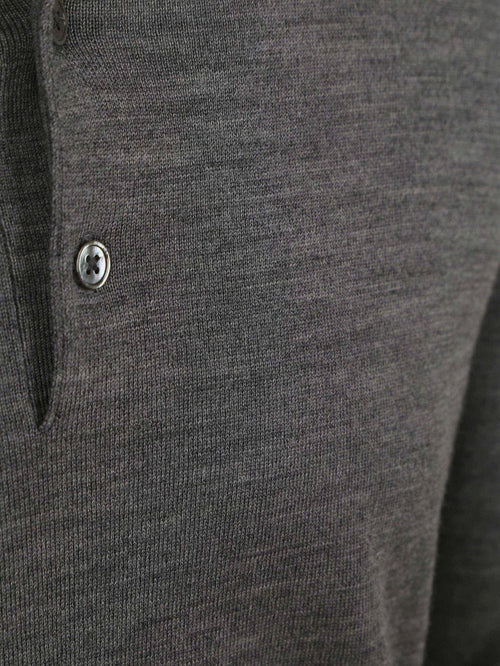 Longsleeve poloshirt merinowol grijs