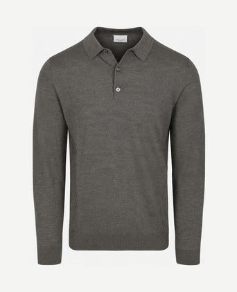 Longsleeve poloshirt merinowol groen