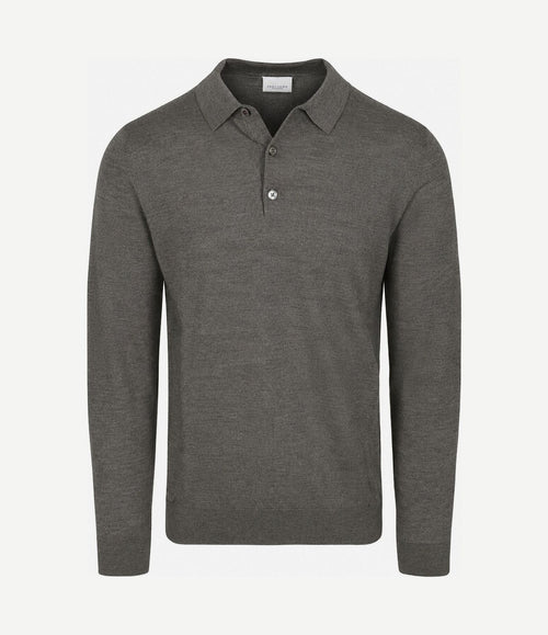 Longsleeve poloshirt merinowol groen