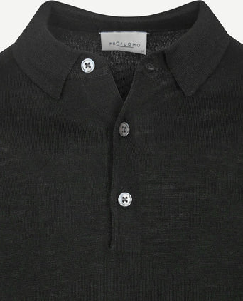 Profuomo longsleeve poloshirt merinowol zwart