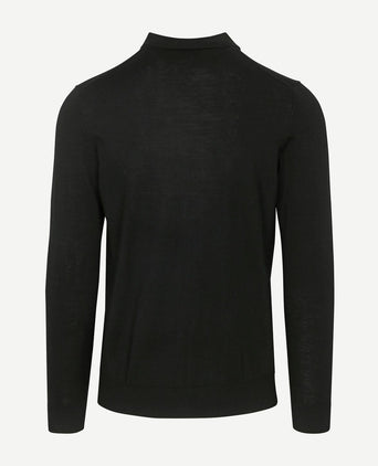 Profuomo longsleeve poloshirt merinowol zwart
