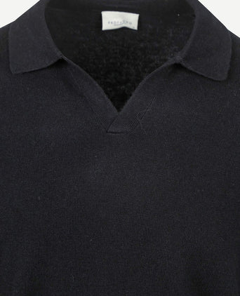 Longsleeve poloshirt wol blend donkerblauw