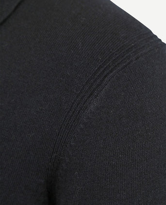 Longsleeve poloshirt wol blend donkerblauw