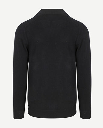 Longsleeve poloshirt wol blend donkerblauw
