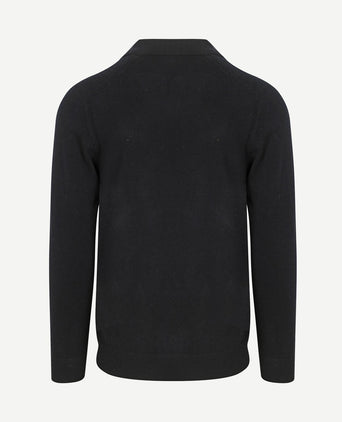 Longsleeve poloshirt wol blend donkerblauw