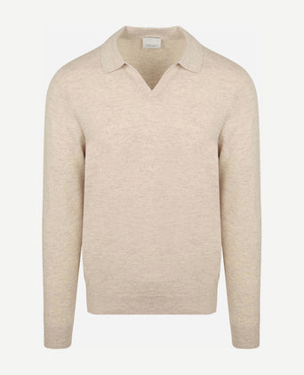 Profuomo longsleeve poloshirt wol blend sand
