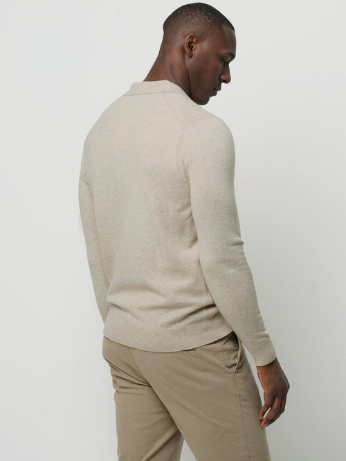 Profuomo longsleeve poloshirt wol blend sand