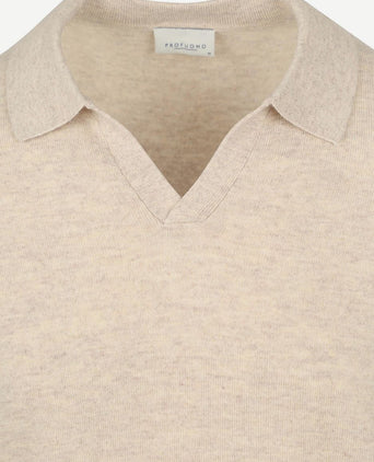 Profuomo longsleeve poloshirt wol blend sand