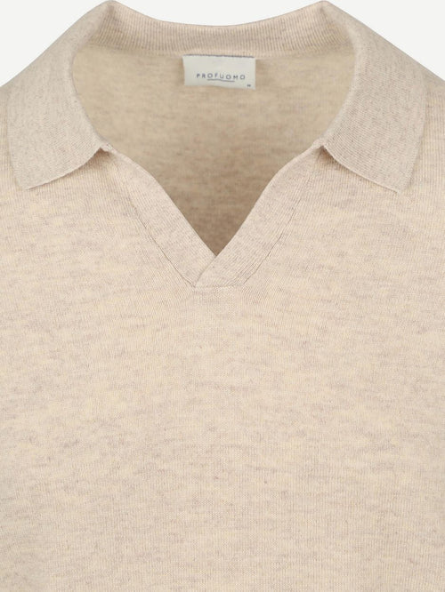 Profuomo longsleeve poloshirt wol blend sand