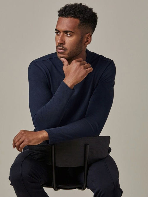 Profuomo longsleeve t-shirt donkerblauw | Regular-fit