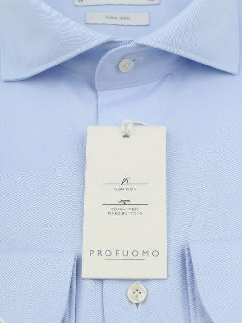 Profuomo twill overhemd extra lange mouwen lichtblauw | Slim-fit