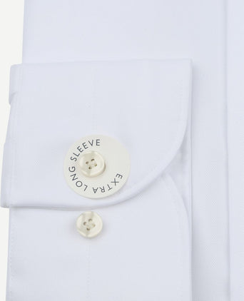 Profuomo twill overhemd extra lange mouwen wit | Slim-fit