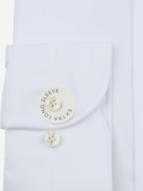 Twill overhemd extra lange mouwen wit
