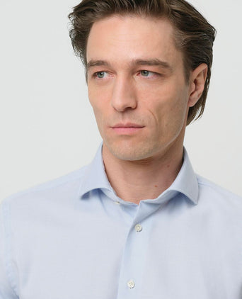 Profuomo basketweave overhemd lichtblauw | Slim-fit