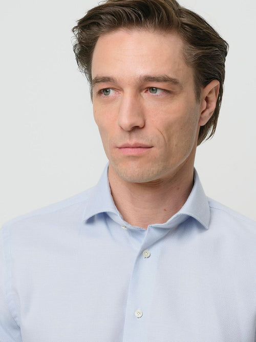 Profuomo basketweave overhemd lichtblauw | Slim-fit