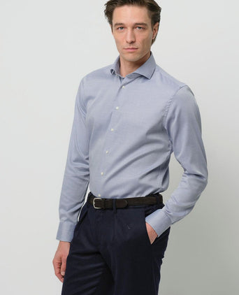 Profuomo basketweave overhemd blauw | Slim-fit