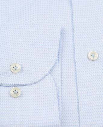 Profuomo dobby mouliné overhemd print lichtblauw | Slim-fit