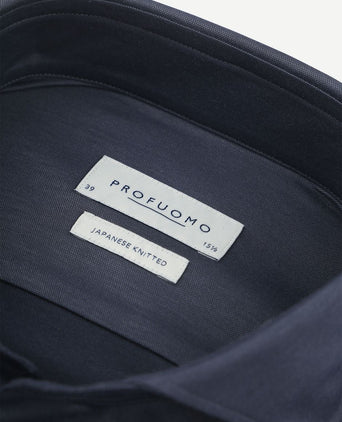 Profuomo japanese knitted overhemd denim donkerblauw | Slim-fit