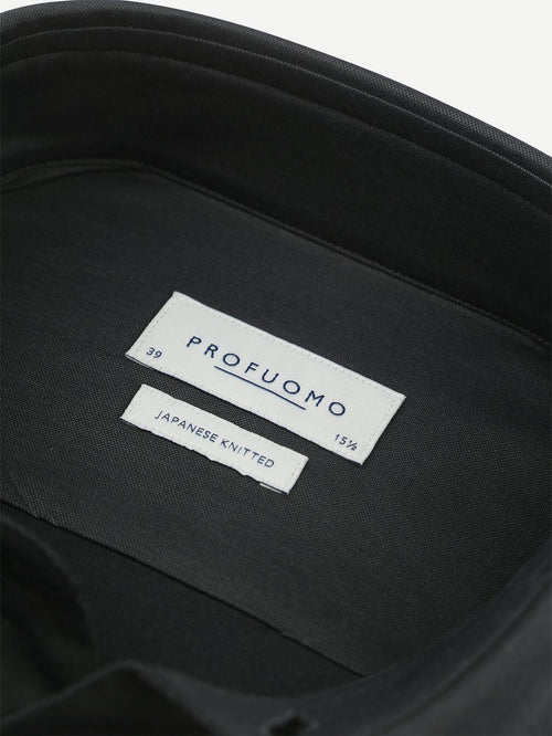 Profuomo japanese knitted overhemd antraciet | Slim-fit
