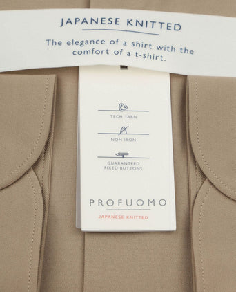 Profuomo japanese knitted overhemd beige | Slim-fit