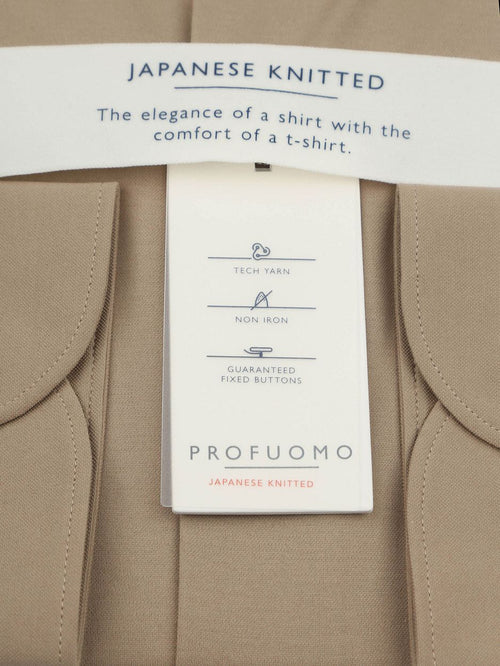 Profuomo japanese knitted overhemd beige | Slim-fit