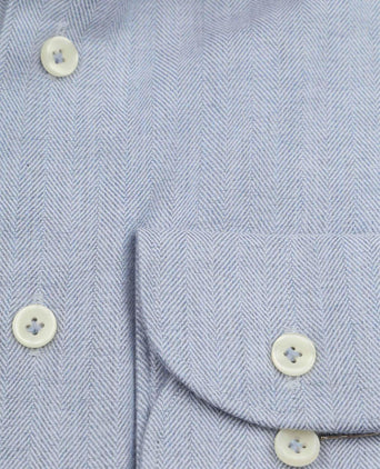 Overhemd peached herringbone flanel blauw