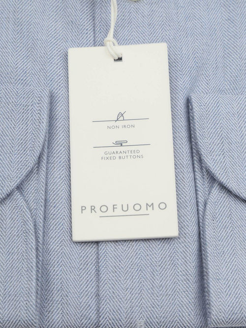 Profuomo overhemd peached herringbone flanel blauw | Slim-fit