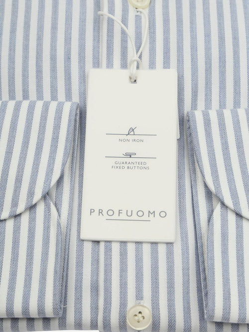 Profuomo overhemd peached stripes flanel blauw | Slim-fit