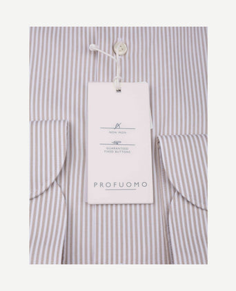 Twill overhemd strepen beige