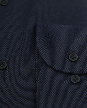 Japanese knitted overhemd structure donkerblauw