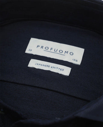 Profuomo japanese knitted overhemd structure donkerblauw | Slim-fit