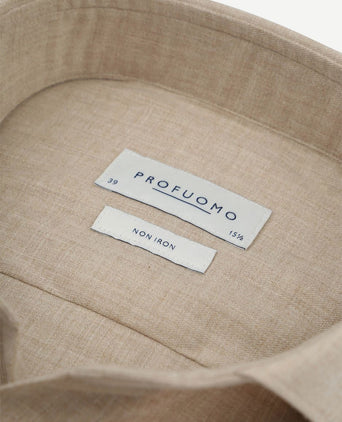 Profuomo overhemd peached twill flanel beige | Slim-fit