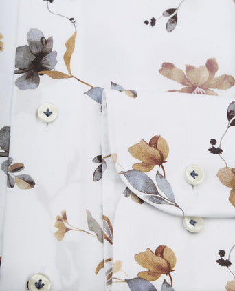 Twill overhemd bloem wit