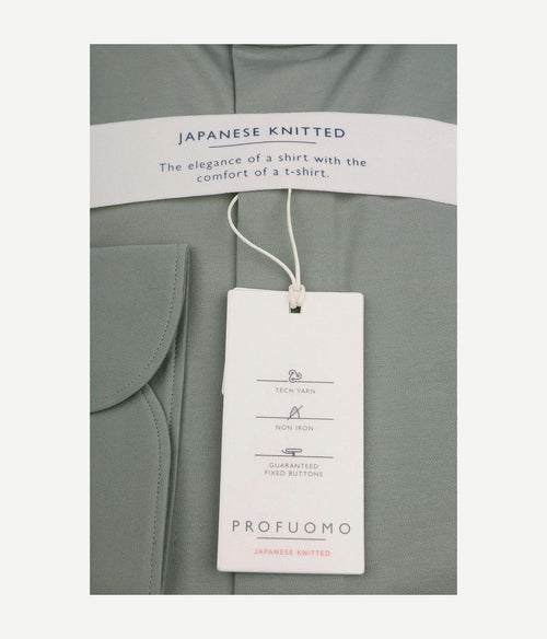 Profuomo japanese knitted overhemd groen | Slim-fit