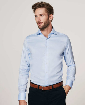 Profuomo overhemd blauw contrast | Slim-fit