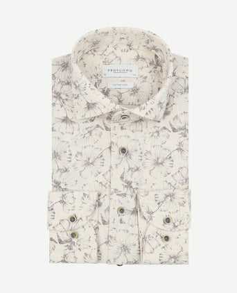 Overhemd bloemenprint beige