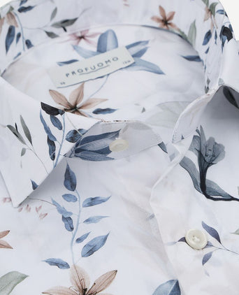 Profuomo overhemd bloemenprint wit | Slim-fit