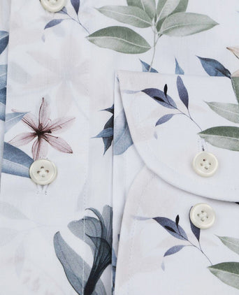 Overhemd bloemenprint wit