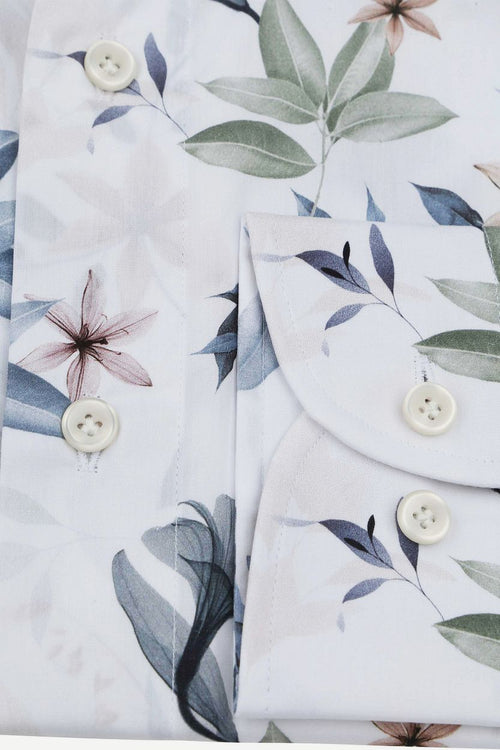 Profuomo overhemd bloemenprint wit | Slim-fit