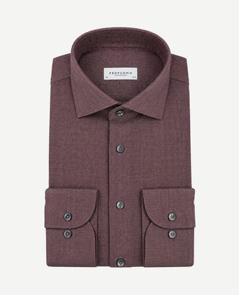 Overhemd brushed twill aubergine