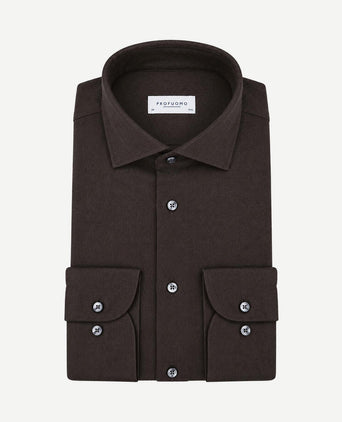 Overhemd brushed twill bruin
