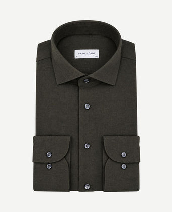 Overhemd brushed twill donkergroen