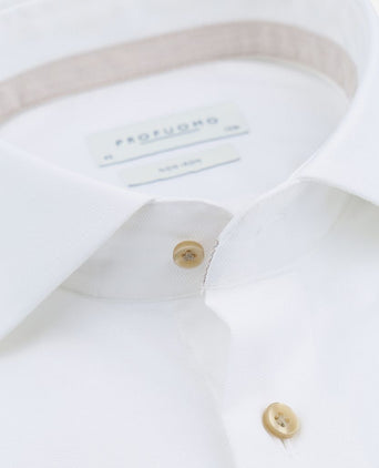Profuomo overhemd cutaway dobby wit | Slim-fit