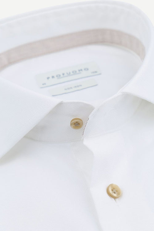 Profuomo overhemd cutaway dobby wit | Slim-fit
