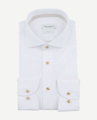 Profuomo overhemd cutaway dobby wit | Slim-fit