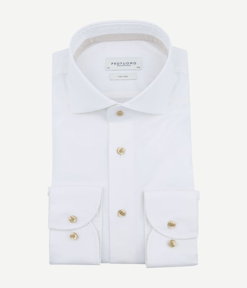 Profuomo overhemd cutaway dobby wit | Slim-fit